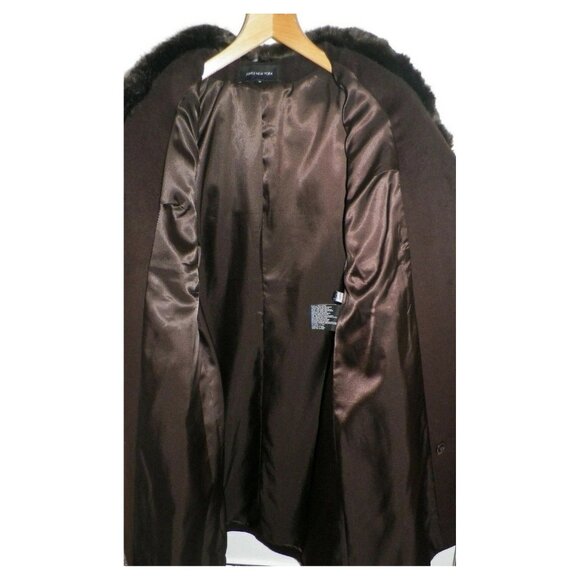 Women's 10 Jones New York GIII Brown Wool Blend 3/4 Long Coat True to Size - Picture 4 of 13